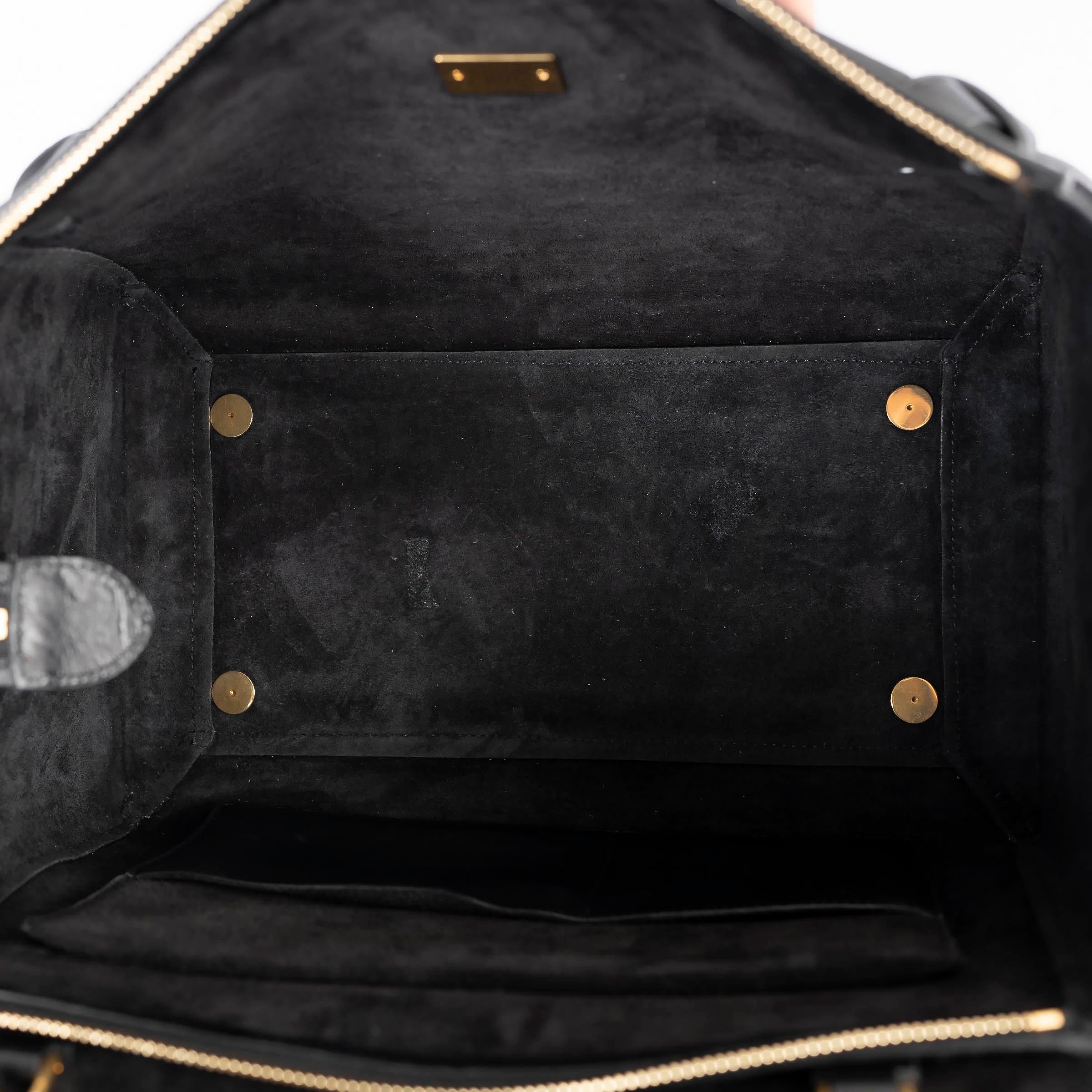 CELINE black leather 2015 CROC EMBOSSED SMALL BELT Bag For Sale 1