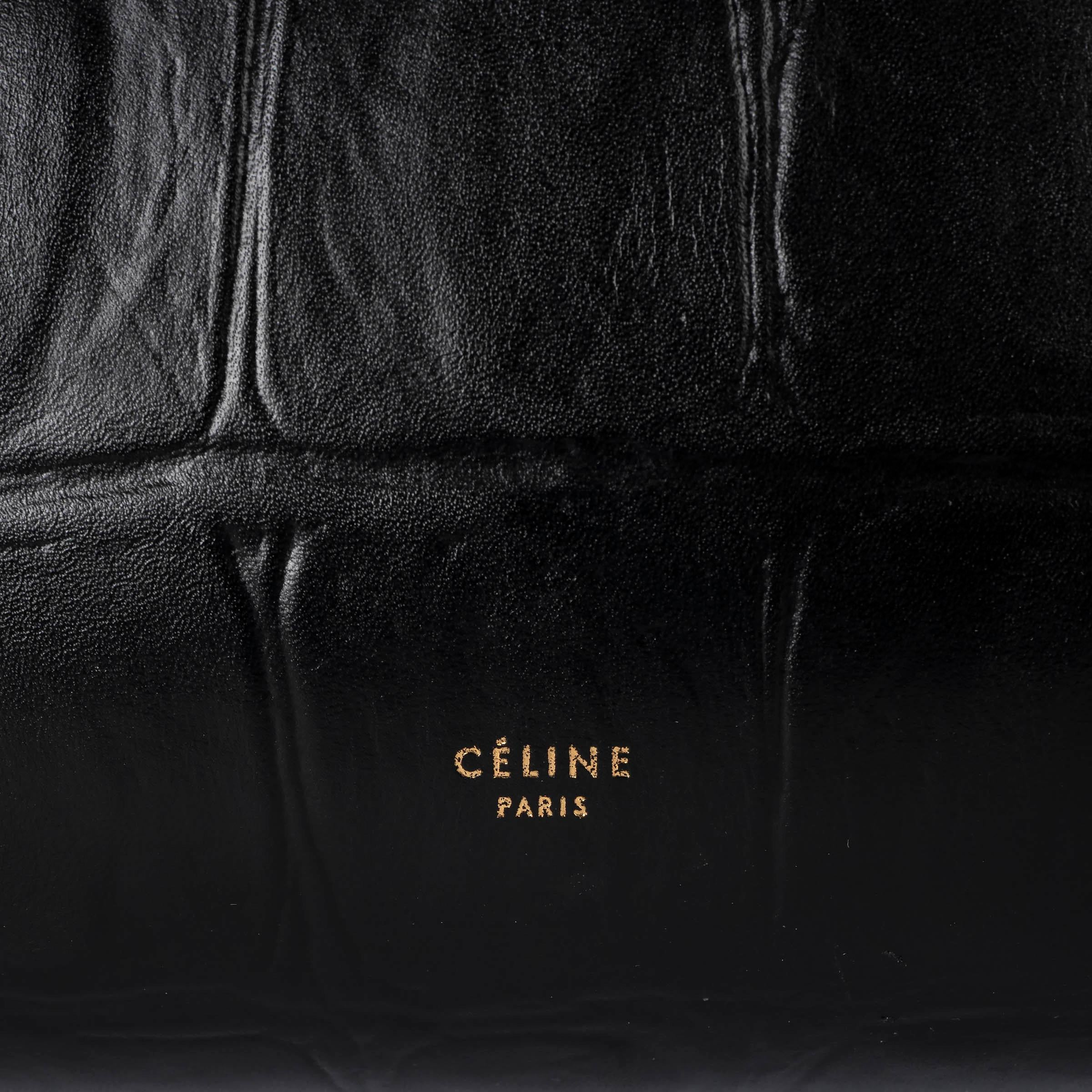 CELINE black leather 2015 CROC EMBOSSED SMALL BELT Bag For Sale 2