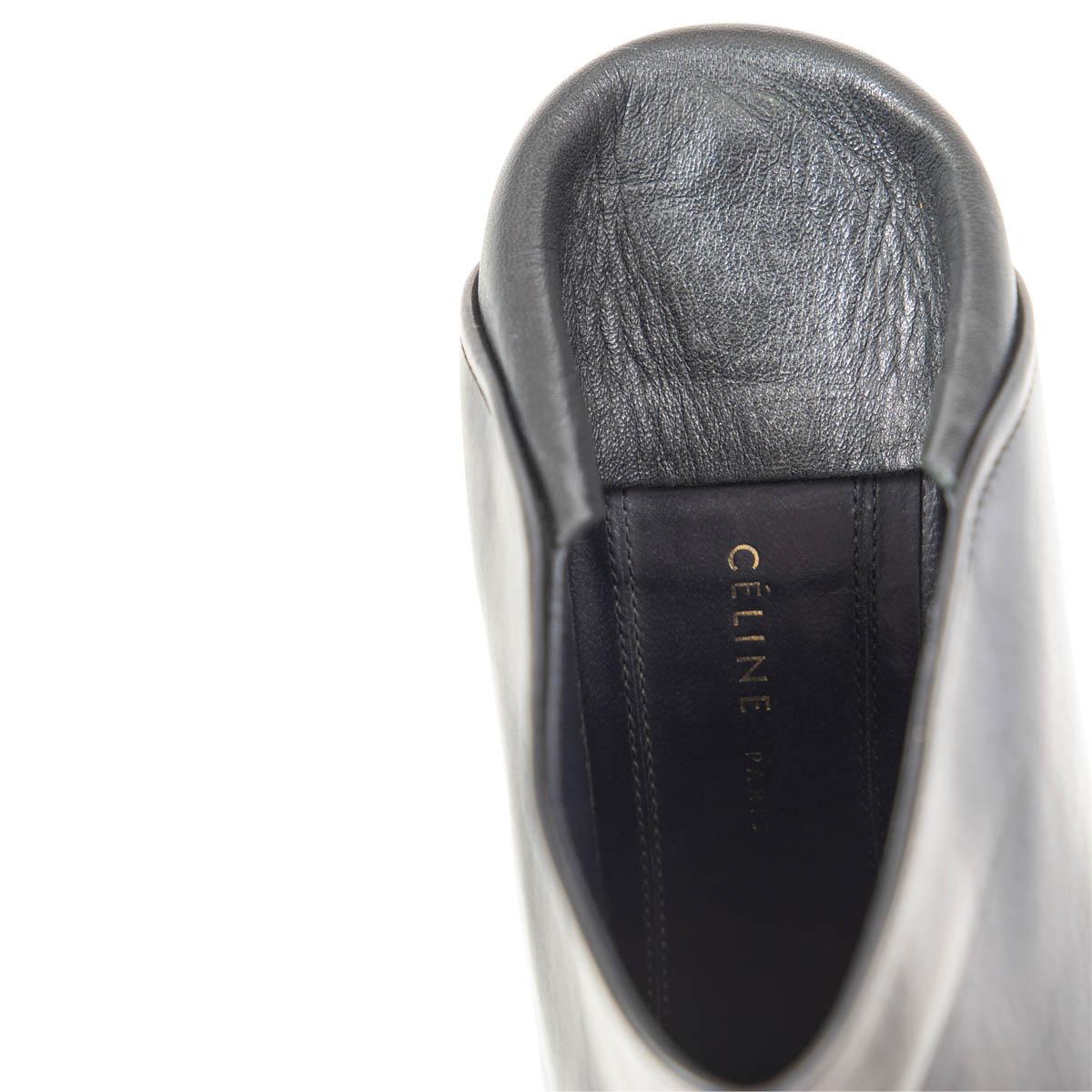 Black CELINE black leather 2016 CANDLE HEEL Mules Shoes 37.5 For Sale