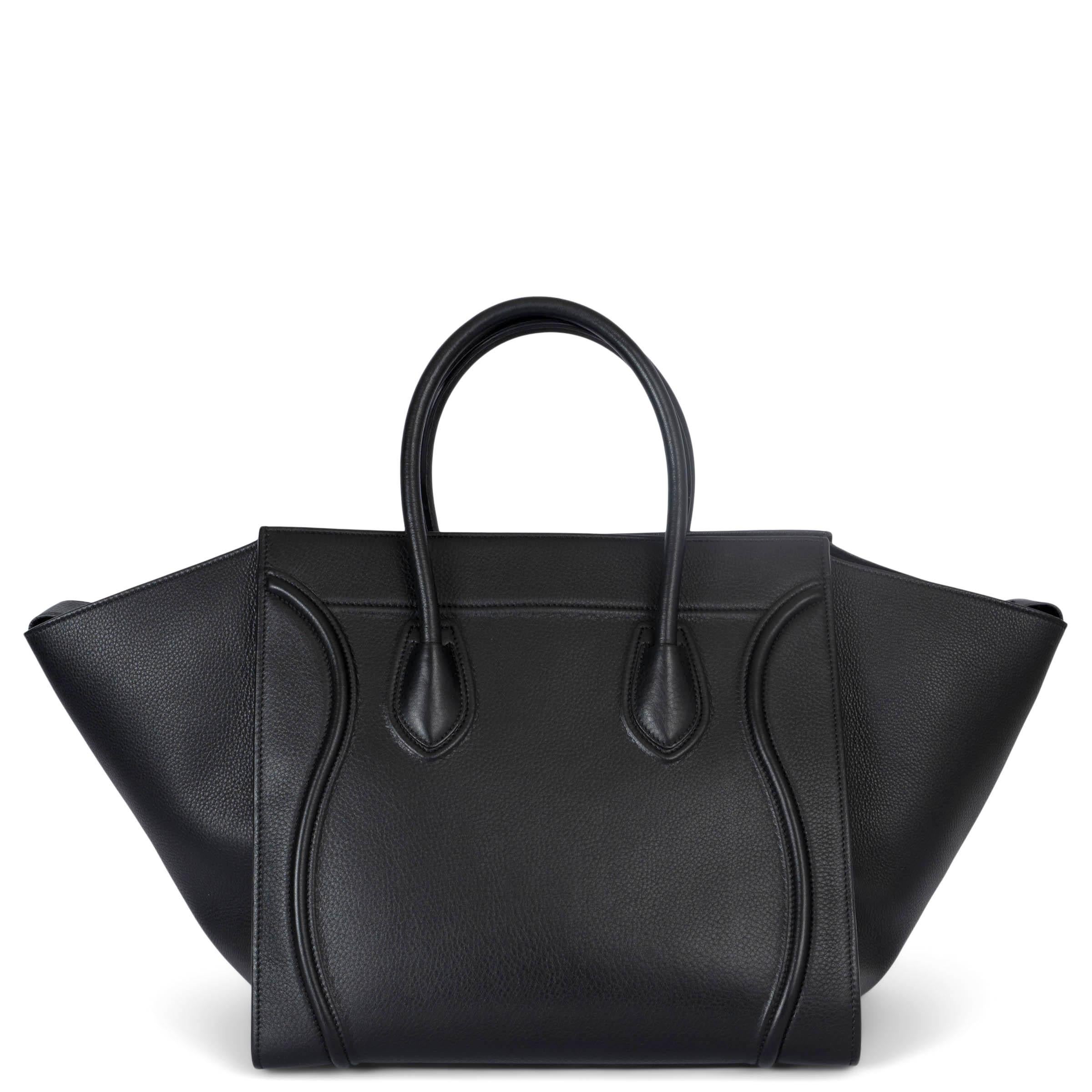 Black CELINE black leather 2016 PHANTOM MEDIUM Tote Bag For Sale