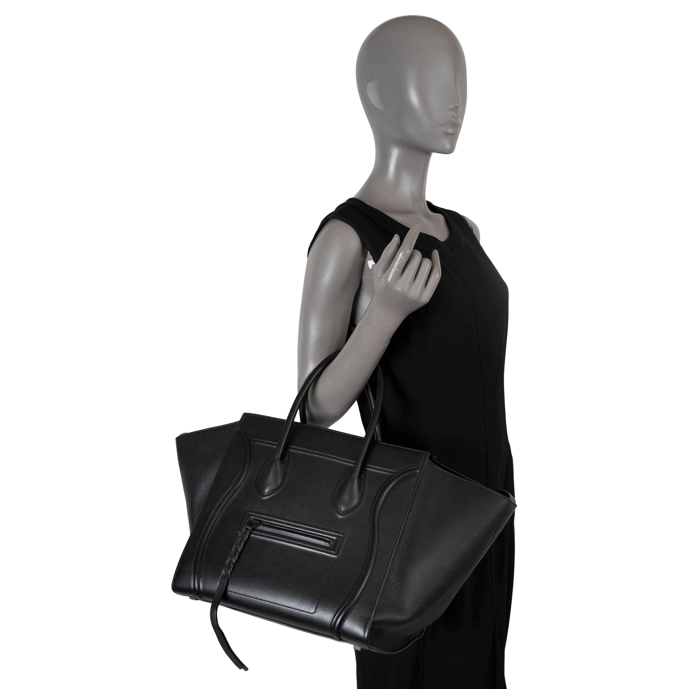 CELINE black leather 2016 PHANTOM MEDIUM Tote Bag For Sale 3