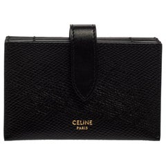 Used Celine Black Leather Accordeon Card Holder