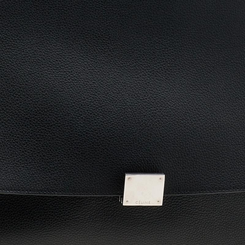 Celine Black Leather and Suede Large Trapeze Top Handle Bag 6
