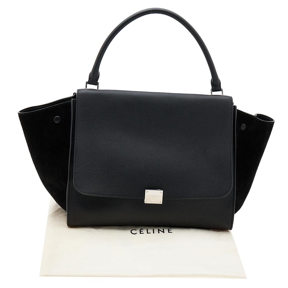 Celine Black Leather and Suede Large Trapeze Top Handle Bag 8