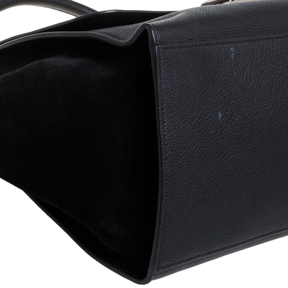 Celine Black Leather and Suede Medium Trapeze Bag 2