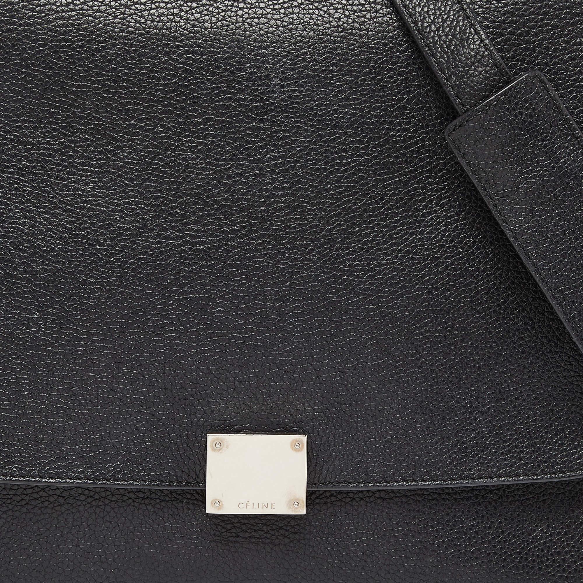 Celine Black Leather and Suede Medium Trapeze Bag 5