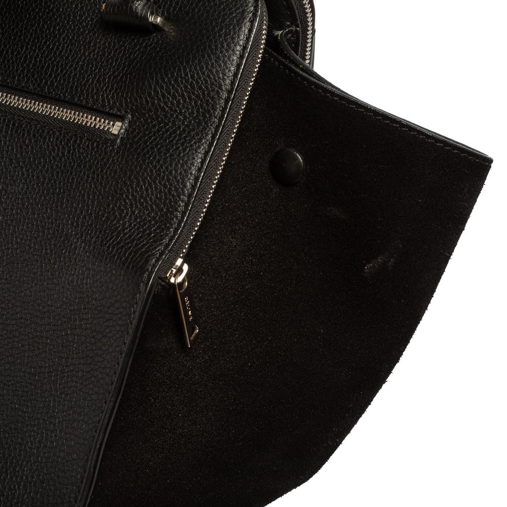 Celine Black Leather and Suede Medium Trapeze Top Handle Bag 6