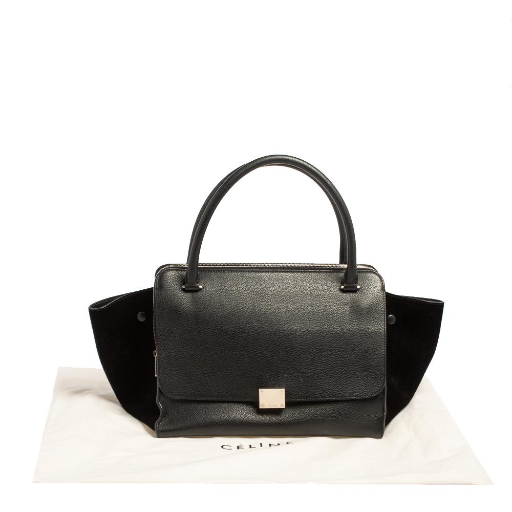 Celine Black Leather and Suede Medium Trapeze Top Handle Bag 7