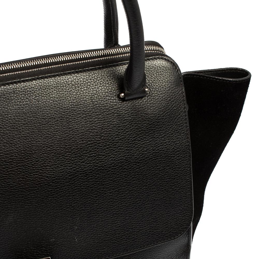 Celine Black Leather and Suede Medium Trapeze Top Handle Bag 8