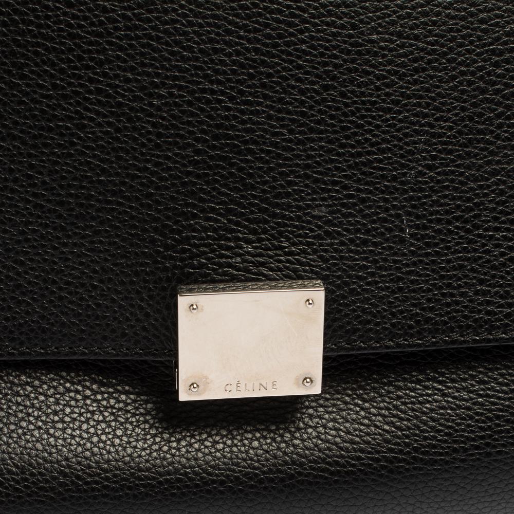 Celine Black Leather and Suede Medium Trapeze Top Handle Bag 9