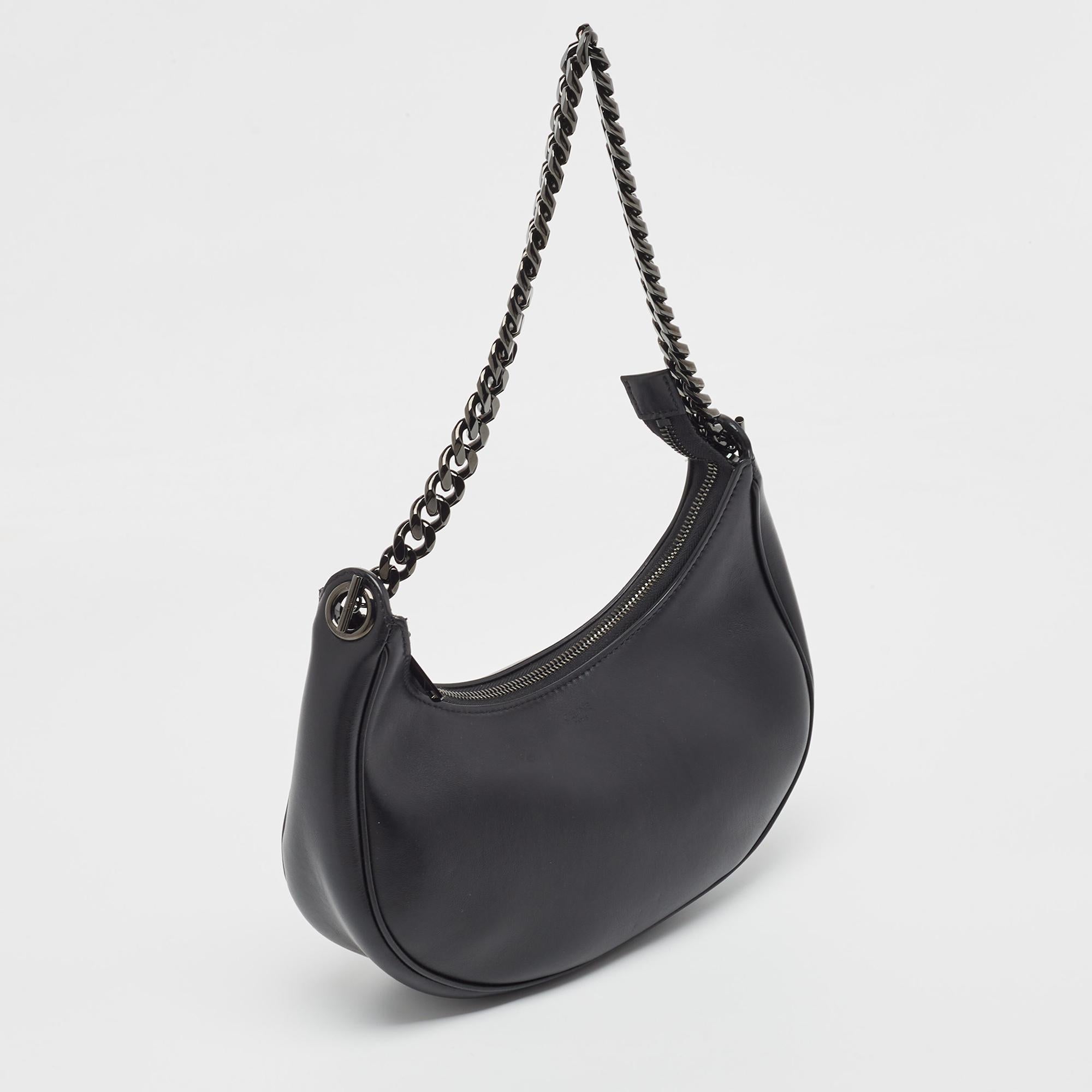 Celine Black Leather Ava Chain Shoulder Bag 6