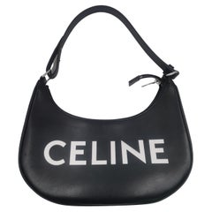 Celine Black Leather Ava with White Logo Alphabet handbag