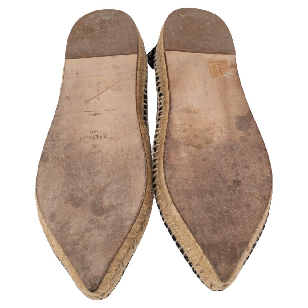 Celine Black Leather Babouche Pointed Toe Espadrilles Flats Size 40 In Good Condition In Dubai, Al Qouz 2