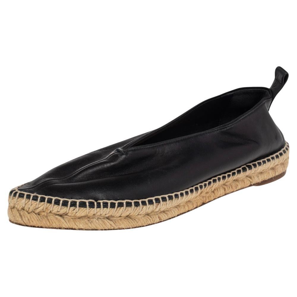 Celine Black Leather Babouche Pointed Toe Espadrilles Flats Size 40