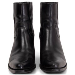 CELINE black leather BERLIN 80 Western Cowboy Ankle Boots Shoes 38.5