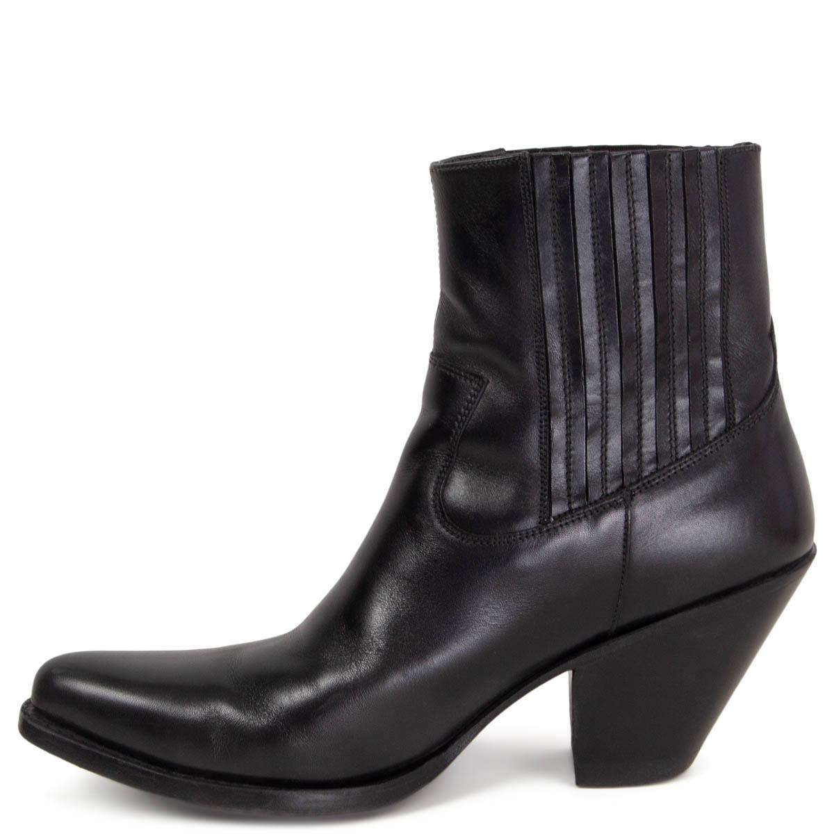 CELINE schwarz Leder BERLIN 80 Western Cowboy Stiefelette Schuhe 38.5 (Schwarz) im Angebot