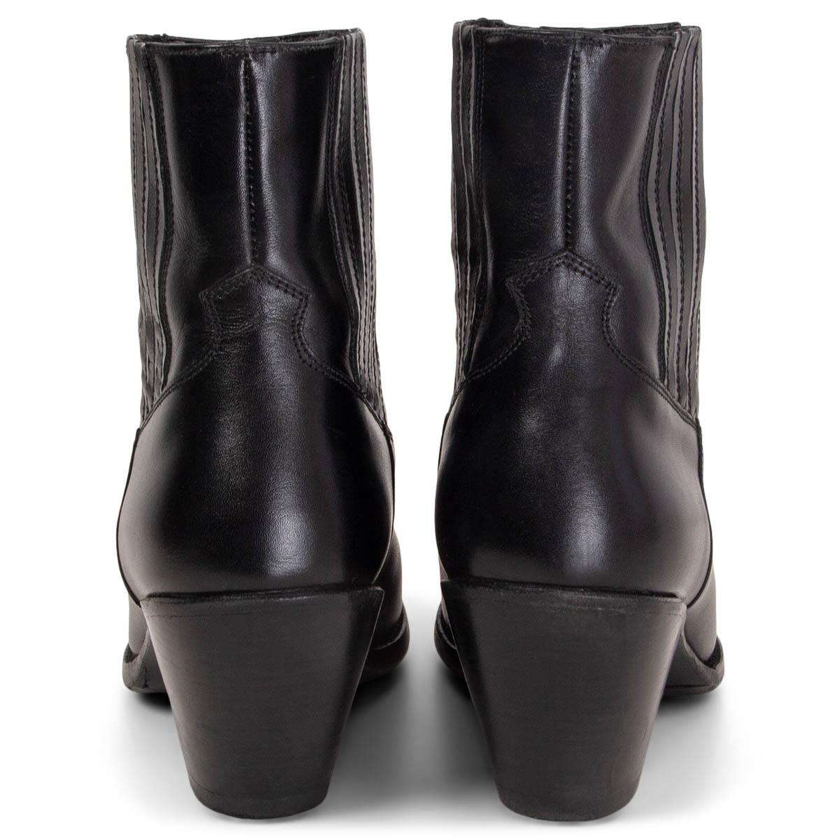 CELINE schwarz Leder BERLIN 80 Western Cowboy Stiefelette Schuhe 38.5 im Zustand „Hervorragend“ im Angebot in Zürich, CH