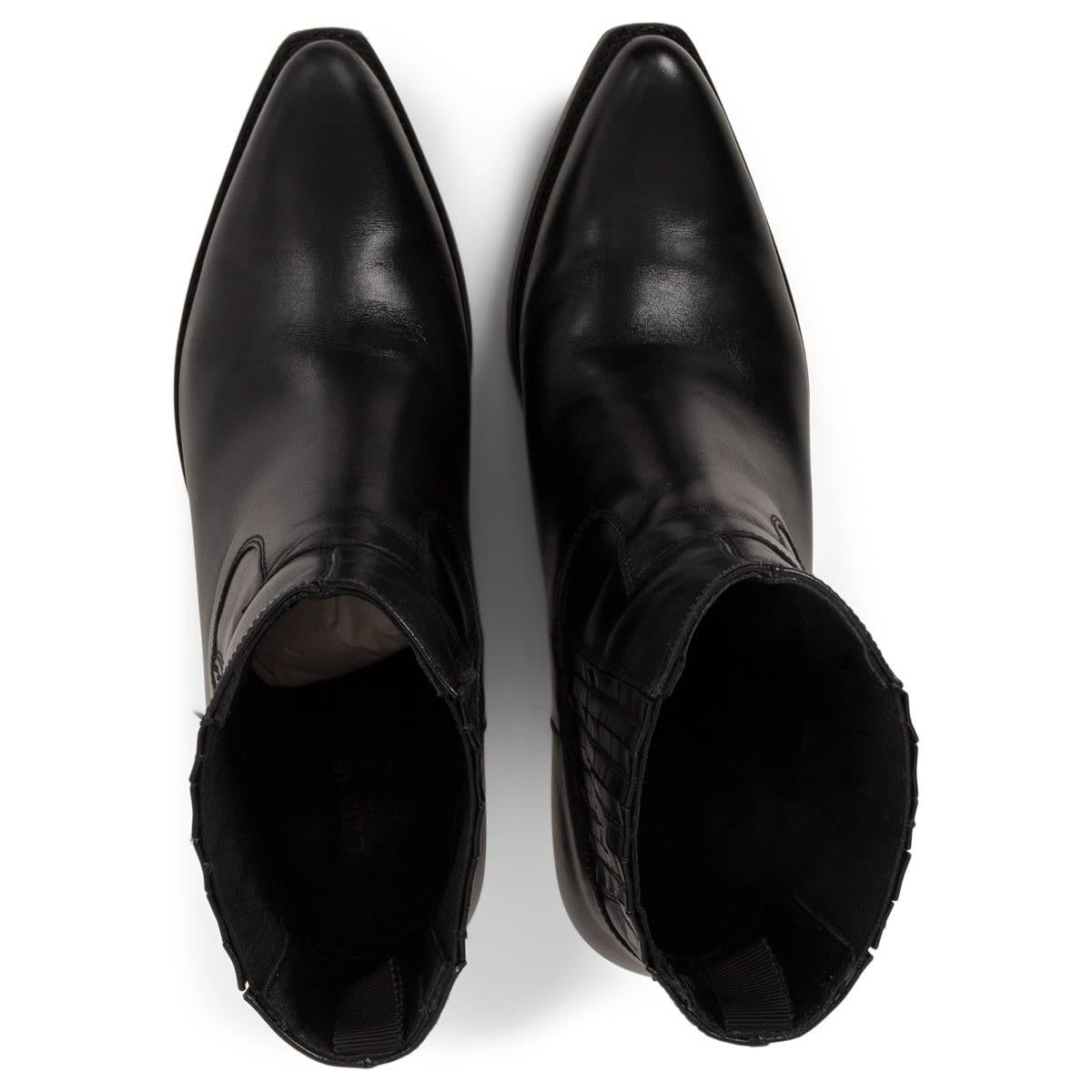 CELINE schwarz Leder BERLIN 80 Western Cowboy Stiefelette Schuhe 38.5 Damen im Angebot