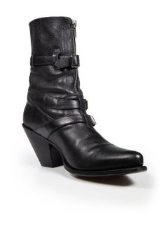 Céline Black Leather Berlin Ankle Boots Size IT 40