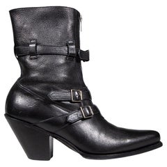 Céline Black Leather Berlin Ankle Boots Size IT 40