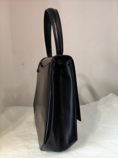 Celine Vintage Black Leather Blazon Triomphe Handle Bag, Unisex, 1990s