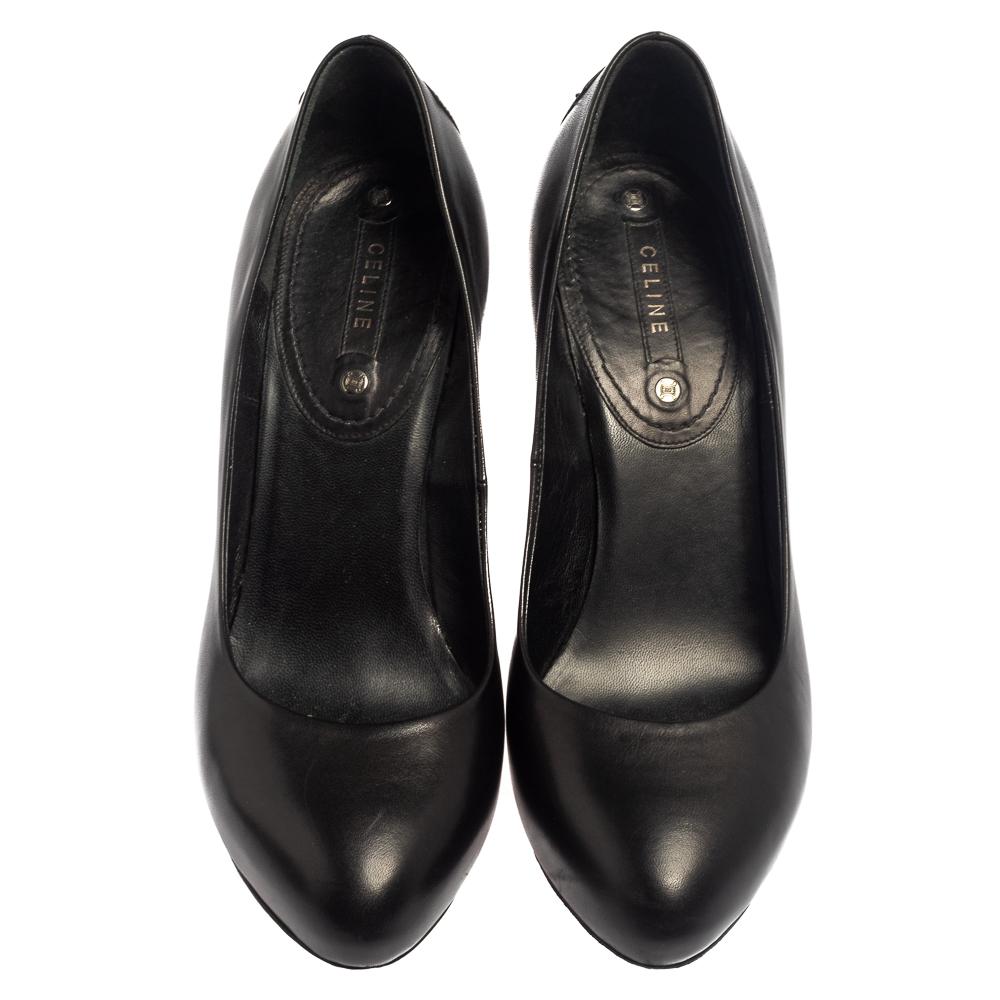 Timeless, chic, and versatile, these Celine pumps are closet essentials! Crafted from leather in a black shade, they come in an almond-toe silhouette and are raised on 12 cm heels.

Includes: Original Dustbag

