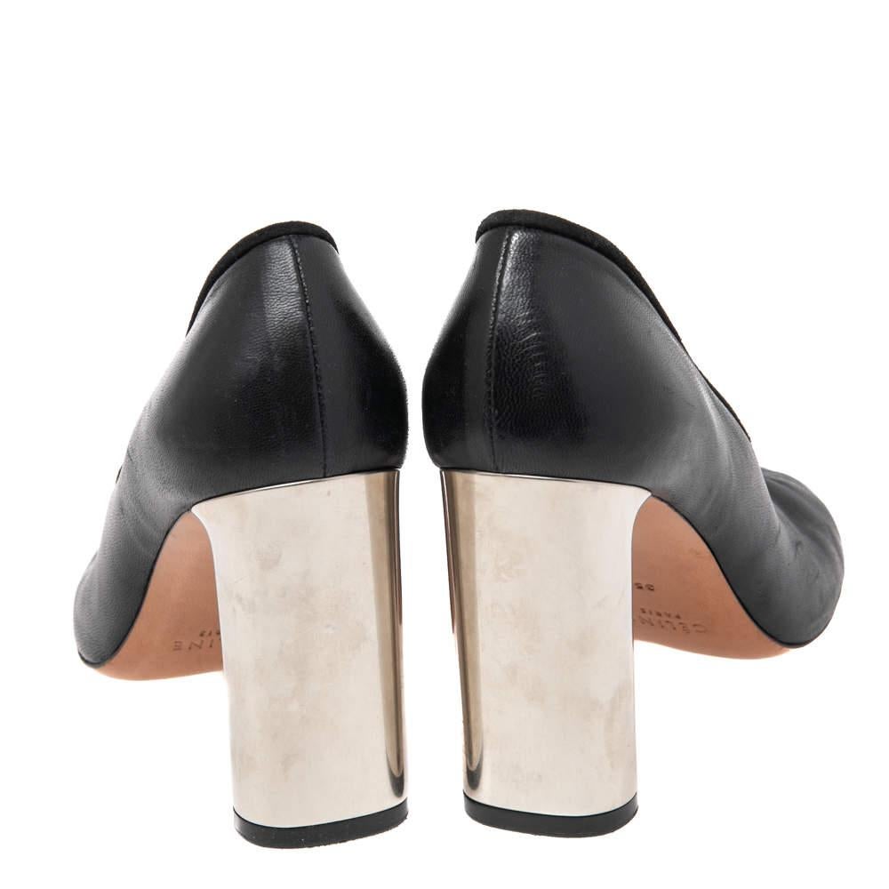 Celine Black Leather Block Heel  Pumps Size 37 1