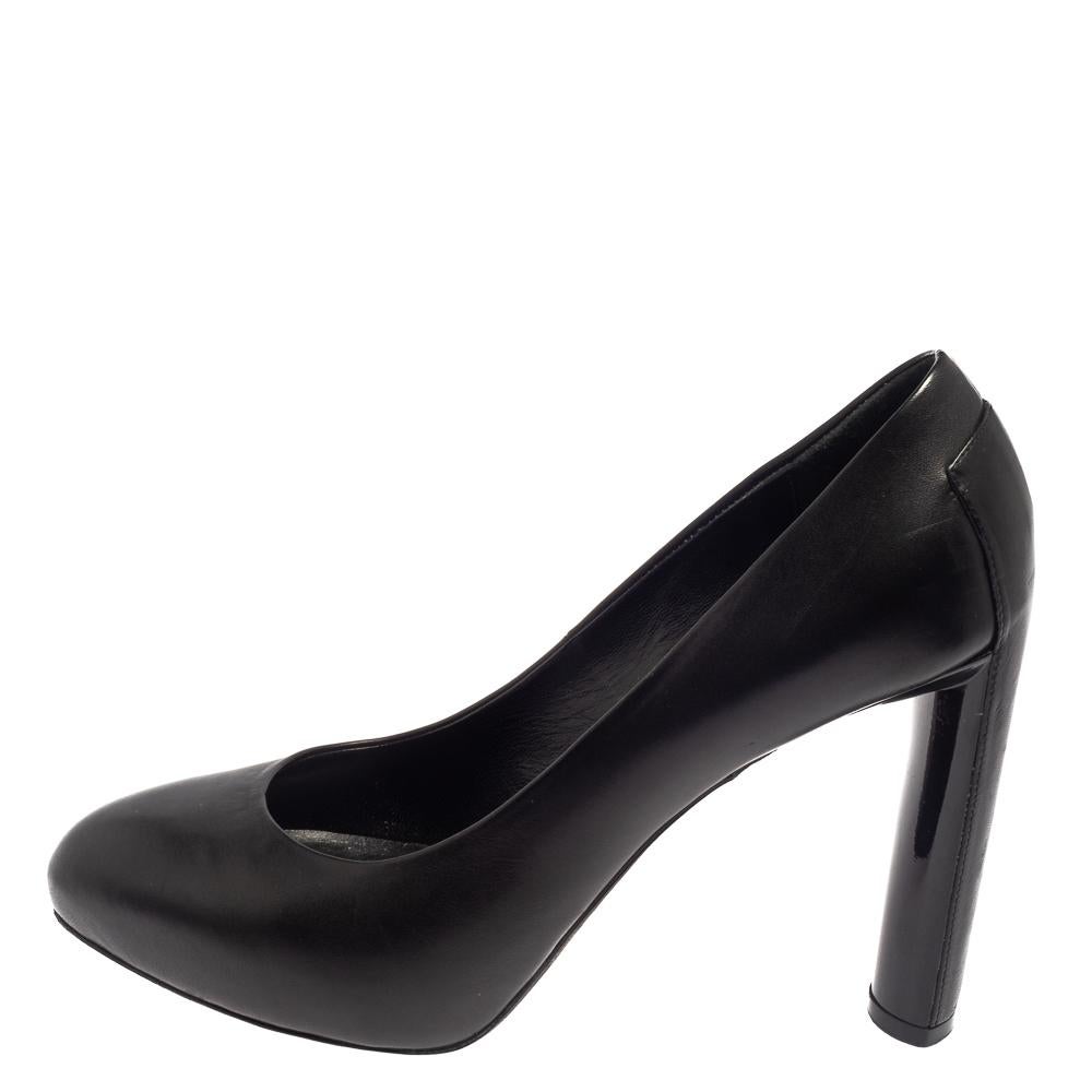 Celine Black Leather Block Heel Pumps Size 37 1