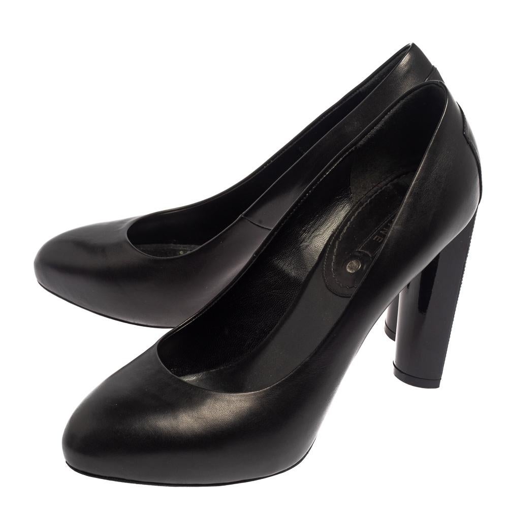 Celine Black Leather Block Heel Pumps Size 37 3