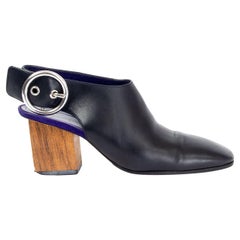 CELINE pelle nera BLOCK HEEL Pumps Scarpe 39.5