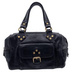 Celine Black Leather Boogie Satchel Tote Bag Handbag Top Handles
