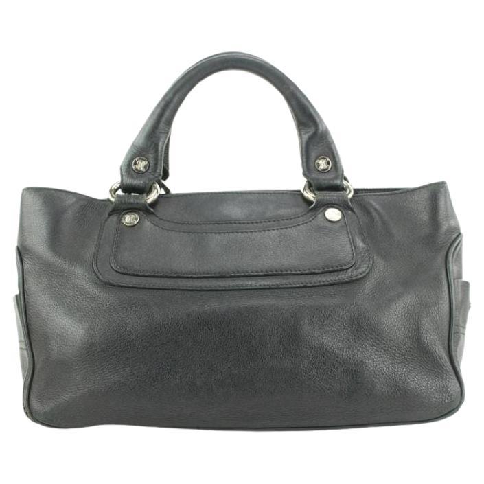Céline Boogie Tote Bag aus schwarzem Leder 21cel121 im Angebot