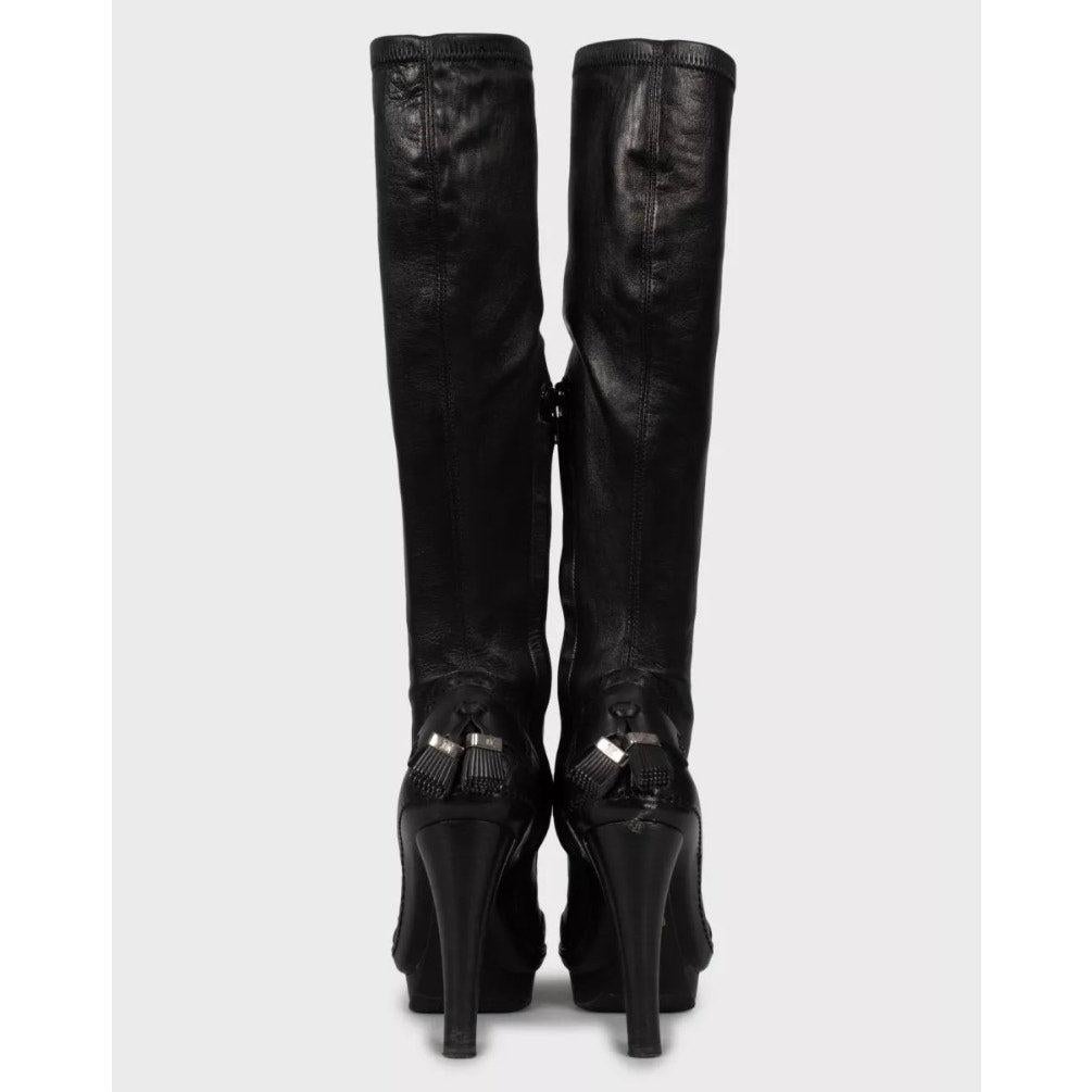 Celine Schwarz Leder Stiefel - Größe 38.5 Damen im Angebot