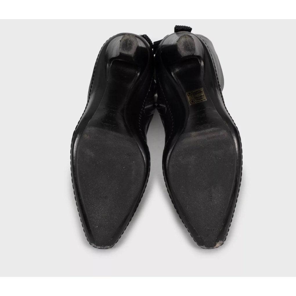 Celine Schwarz Leder Stiefel - Größe 38.5 im Angebot 1