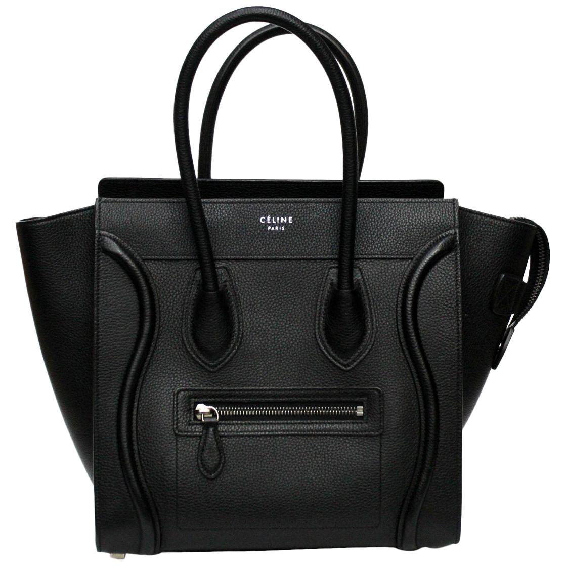 Celine Black Leather Boston Luggage Handbag
