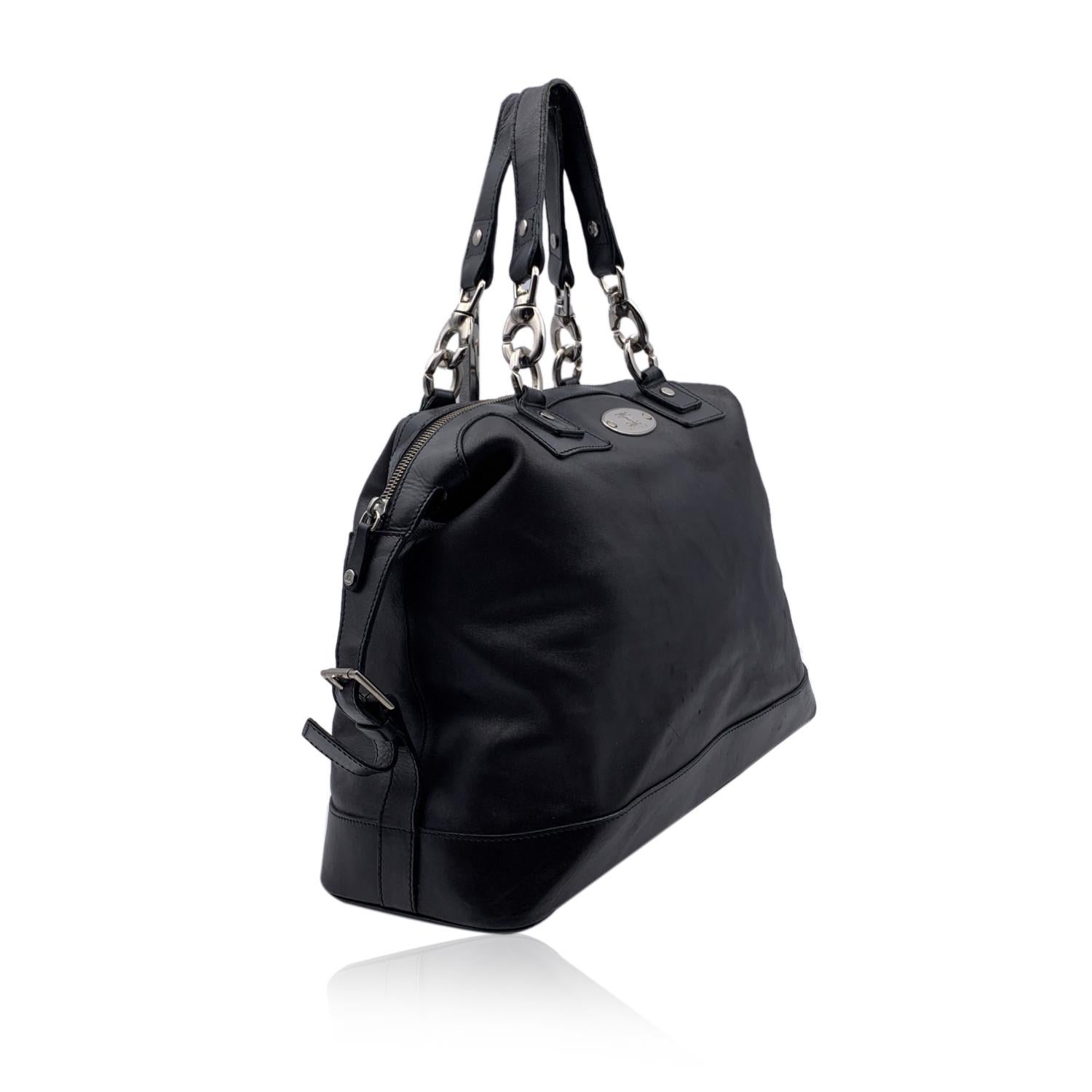 Women's Celine Black Leather Bowling Bag Tote Satchel Handbag