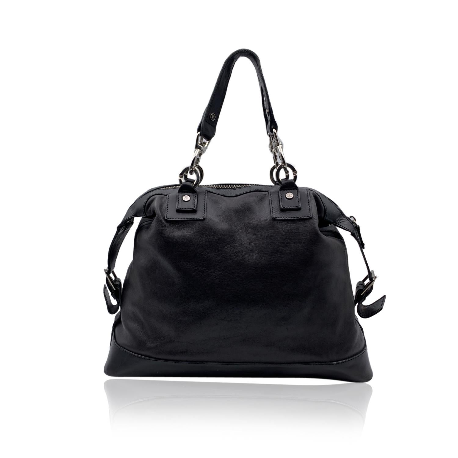 Celine Black Leather Bowling Bag Tote Satchel Handbag 1