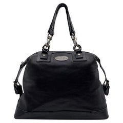 Celine Black Leather Bowling Bag Tote Satchel Handbag