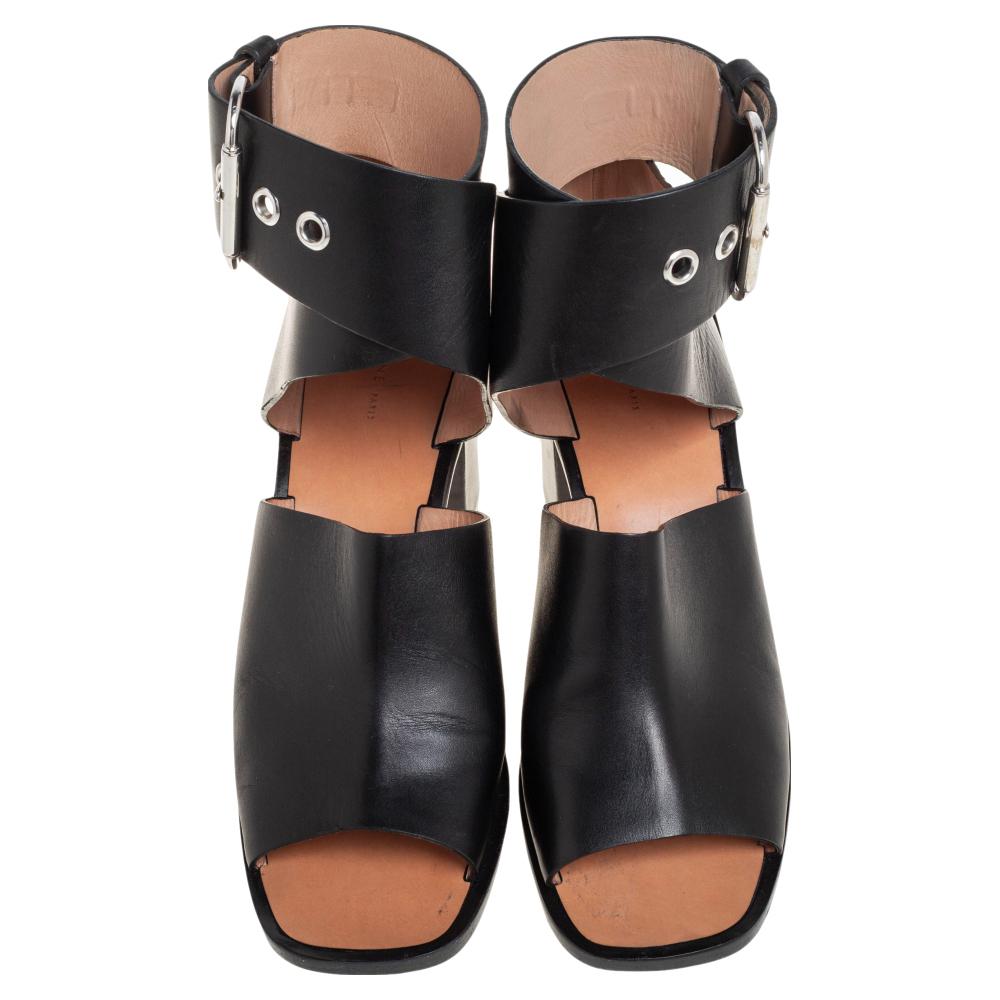Women's Celine Black Leather Buckle Ankle Strap Sandals Size 39.5
