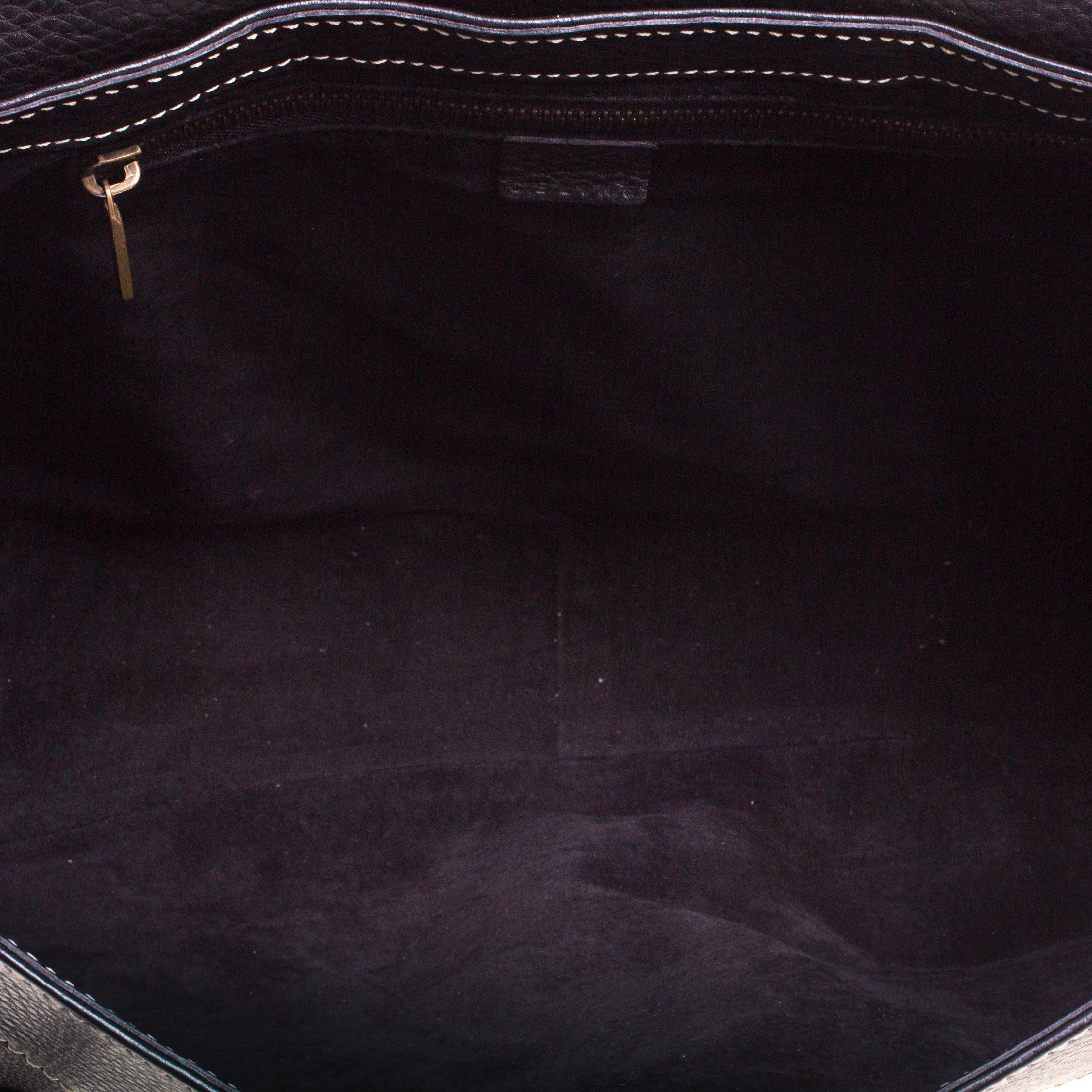 Celine Black Leather Buckle Satchel 3