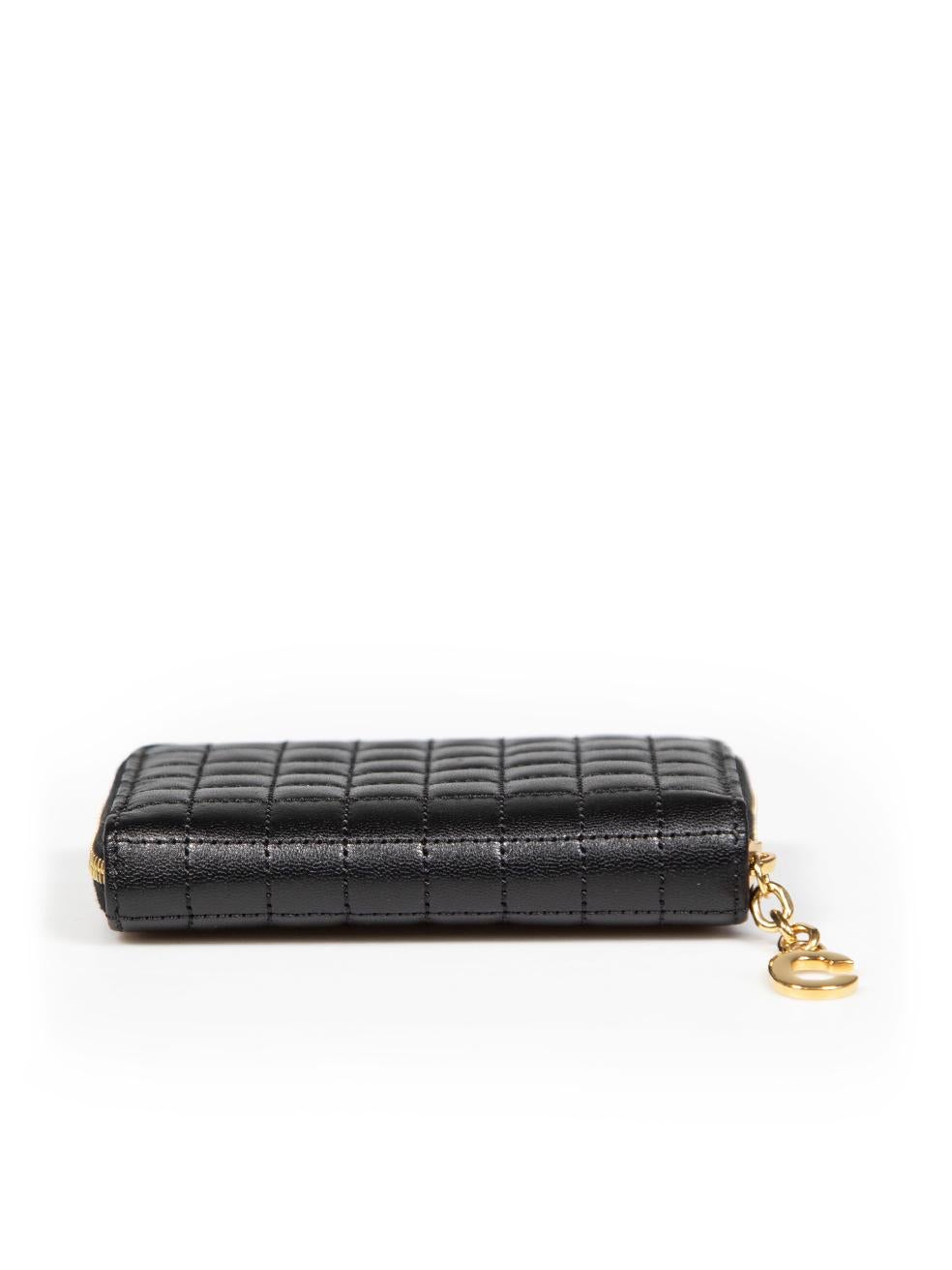 Women's Céline Black Leather C Charm Quilted Wallet For Sale