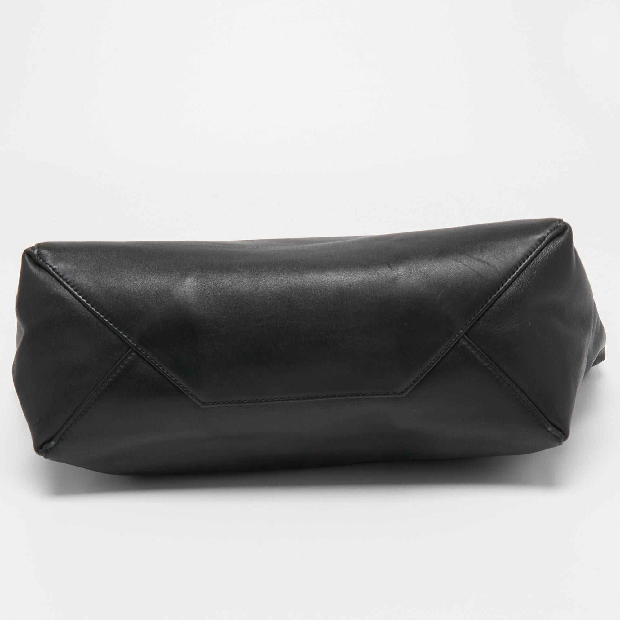 Celine Black Leather Cabas Fold Over Clutch 1