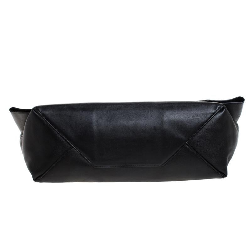 Celine Black Leather Cabas Fold-Over Clutch 2