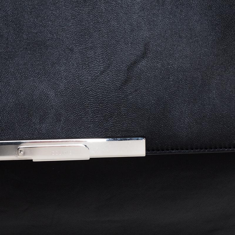 Celine Black Leather Cabas Fold-Over Clutch 3