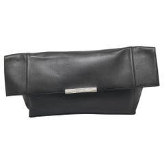 Celine Schwarzes Leder Cabas Fold Over Clutch