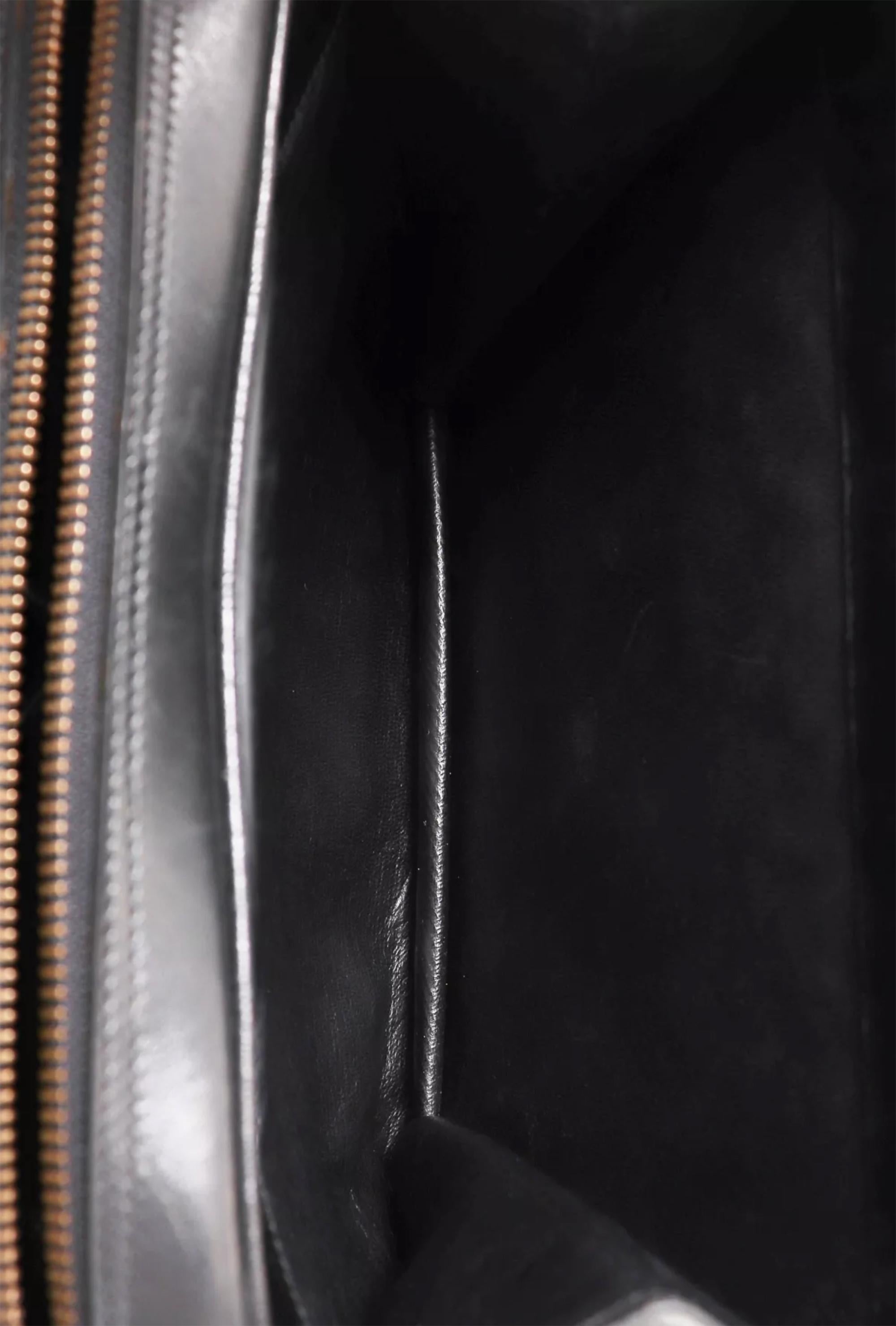 Celine Black Leather Caleche Hand Bag For Sale 2