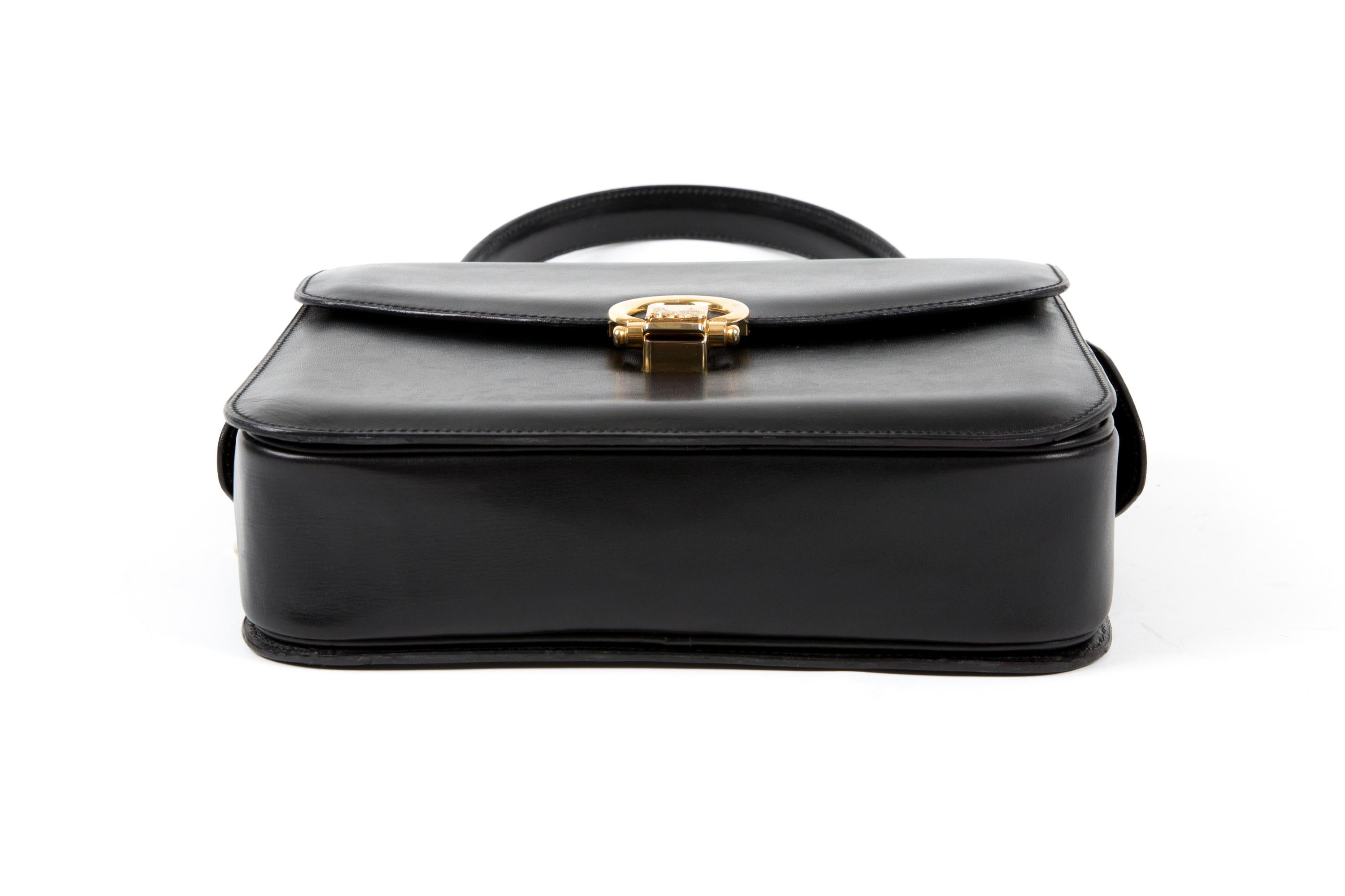 Women's Celine Black Leather Caleche Hand Bag For Sale