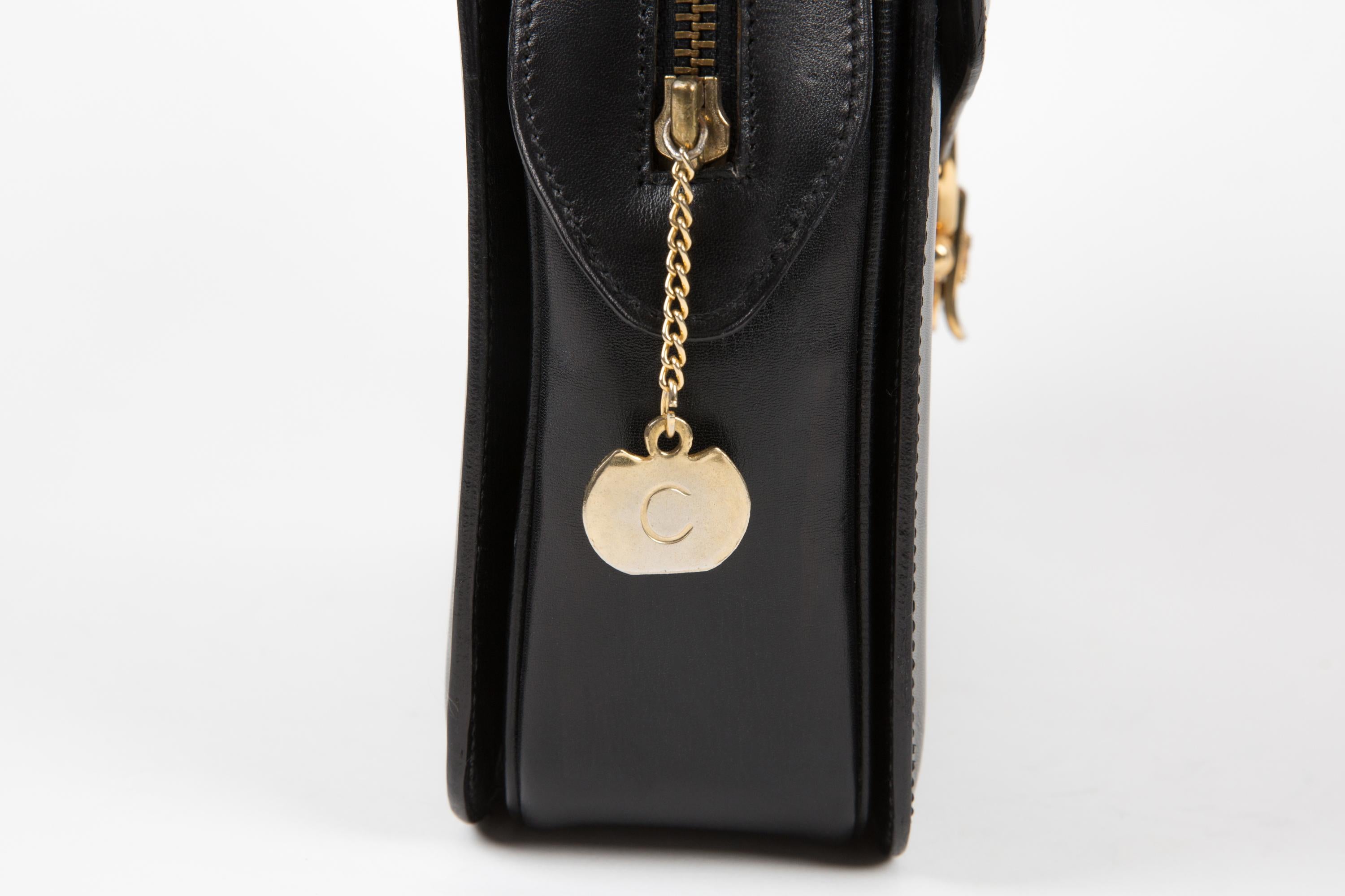 Celine Black Leather Caleche Hand Bag For Sale 1