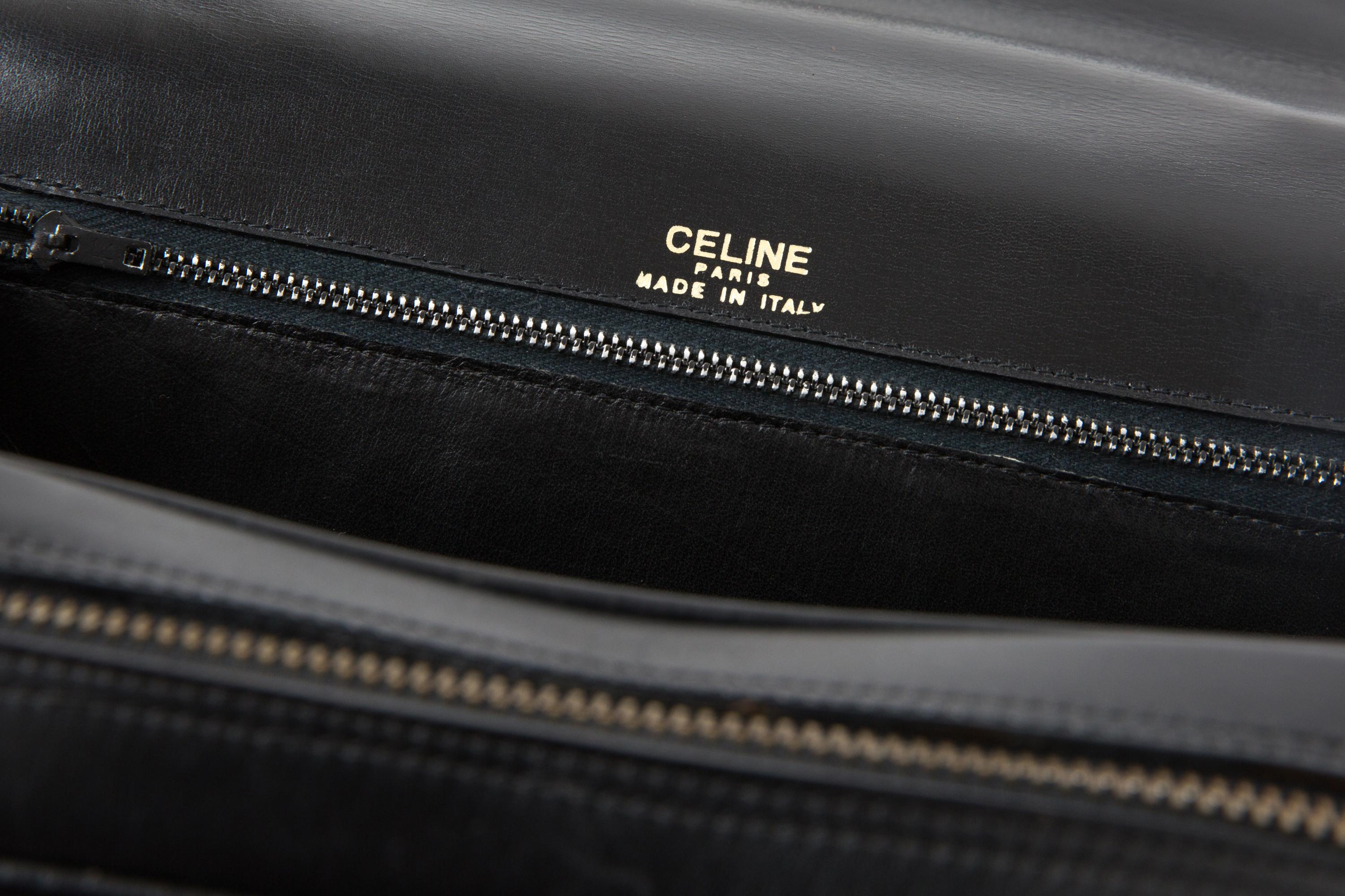 Celine Black Leather Caleche Hand Bag For Sale 3