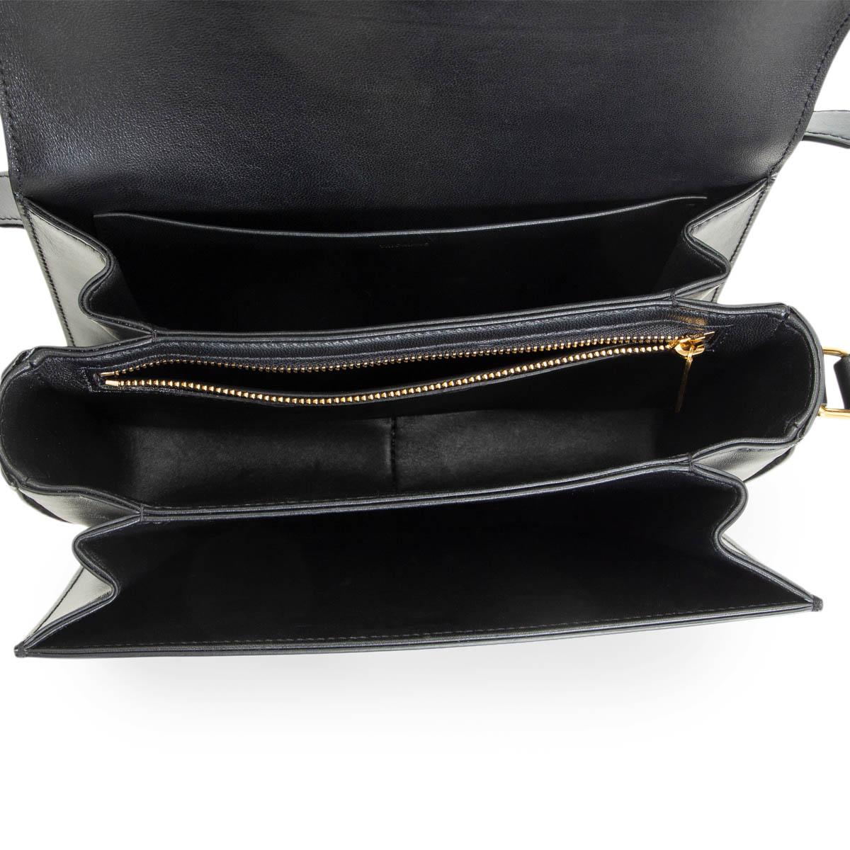 Women's CELINE black leather & canvas TEEN TRIOMPHE Shoulder Bag